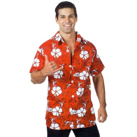 Гавайская рубаха красная