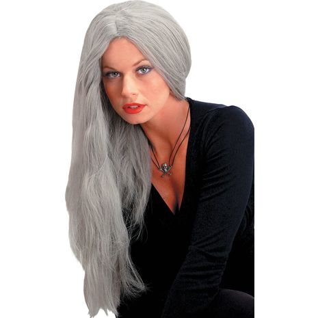Прямой парик 60 см серый